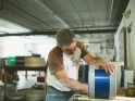 Brian working on the drum