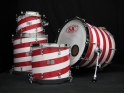 drum kit red white stripes