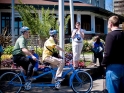 Riding tandem with Portland Mayor photo by Daniel Stark