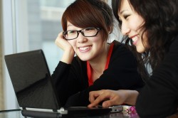 Chinese students on computer